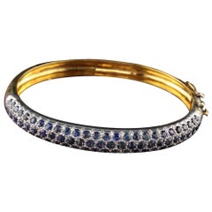 Vintage 18K Yellow Gold Sapphire Bangle