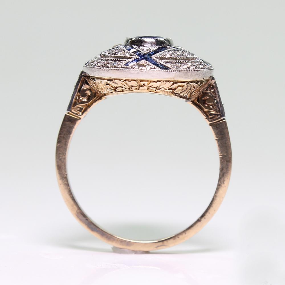 Women's or Men's 18 Karat and Platinum Estate Natural Sapphire and Diamond Ring