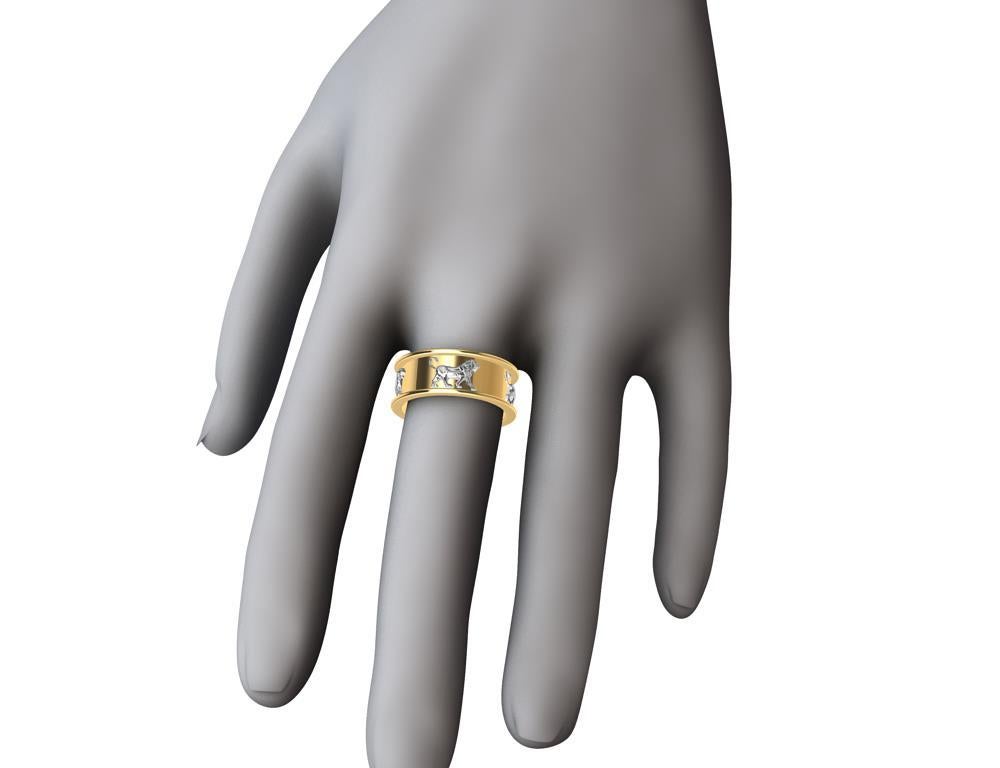 18 Karat Gelbgold und Platin Persepolis Löwe Ring für Damen oder Herren im Angebot