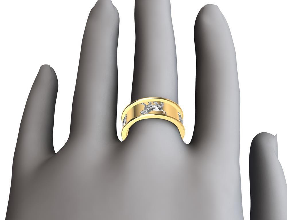 18 Karat Gelbgold und Platin Persepolis Löwe Ring im Angebot 2