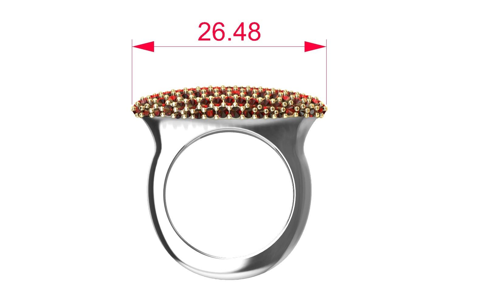 En venta: Anillo Cúpula Larga Rubí 18 Kilates y Platino  10