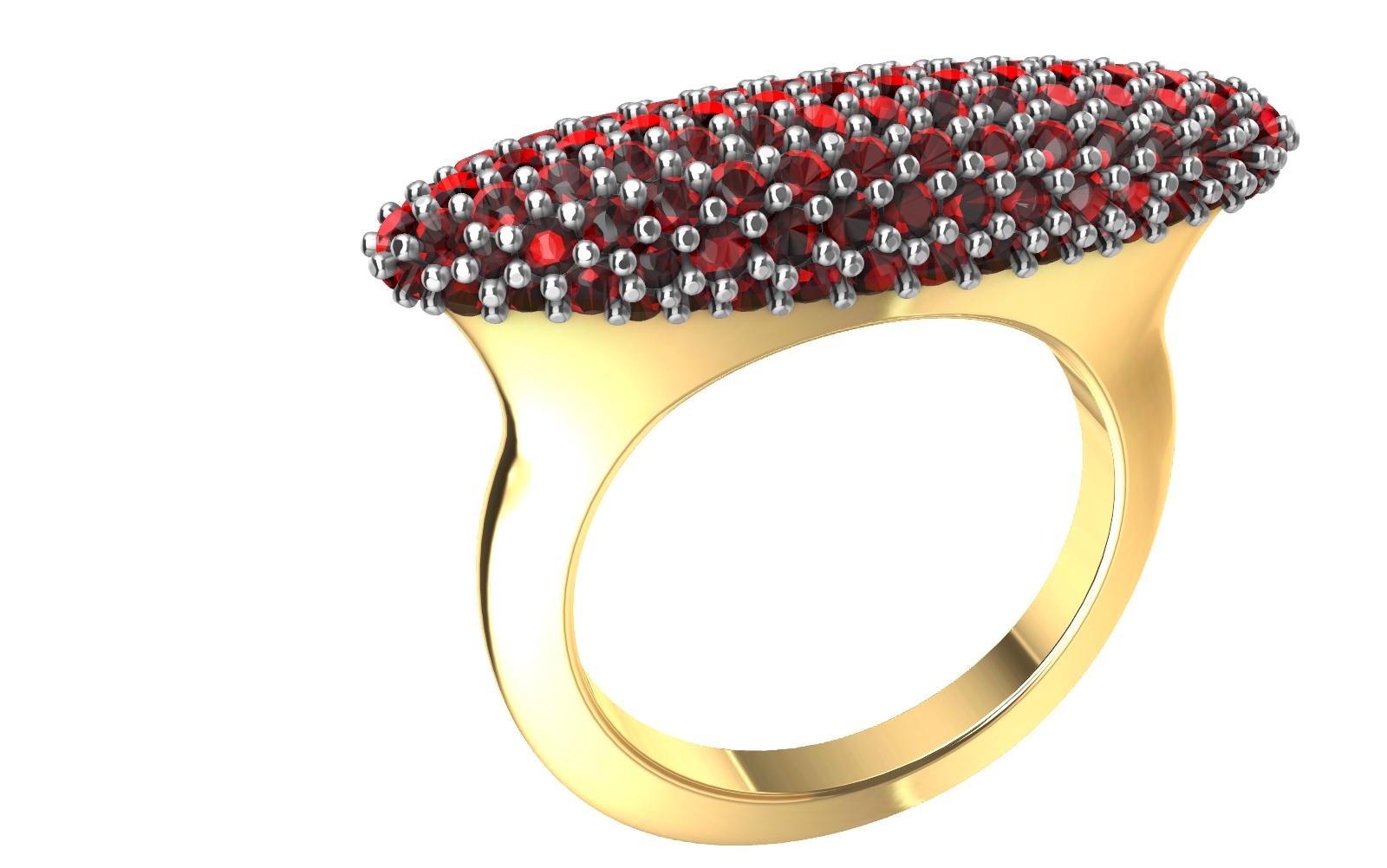 En venta: Anillo Cúpula Larga Rubí 18 Kilates y Platino  4