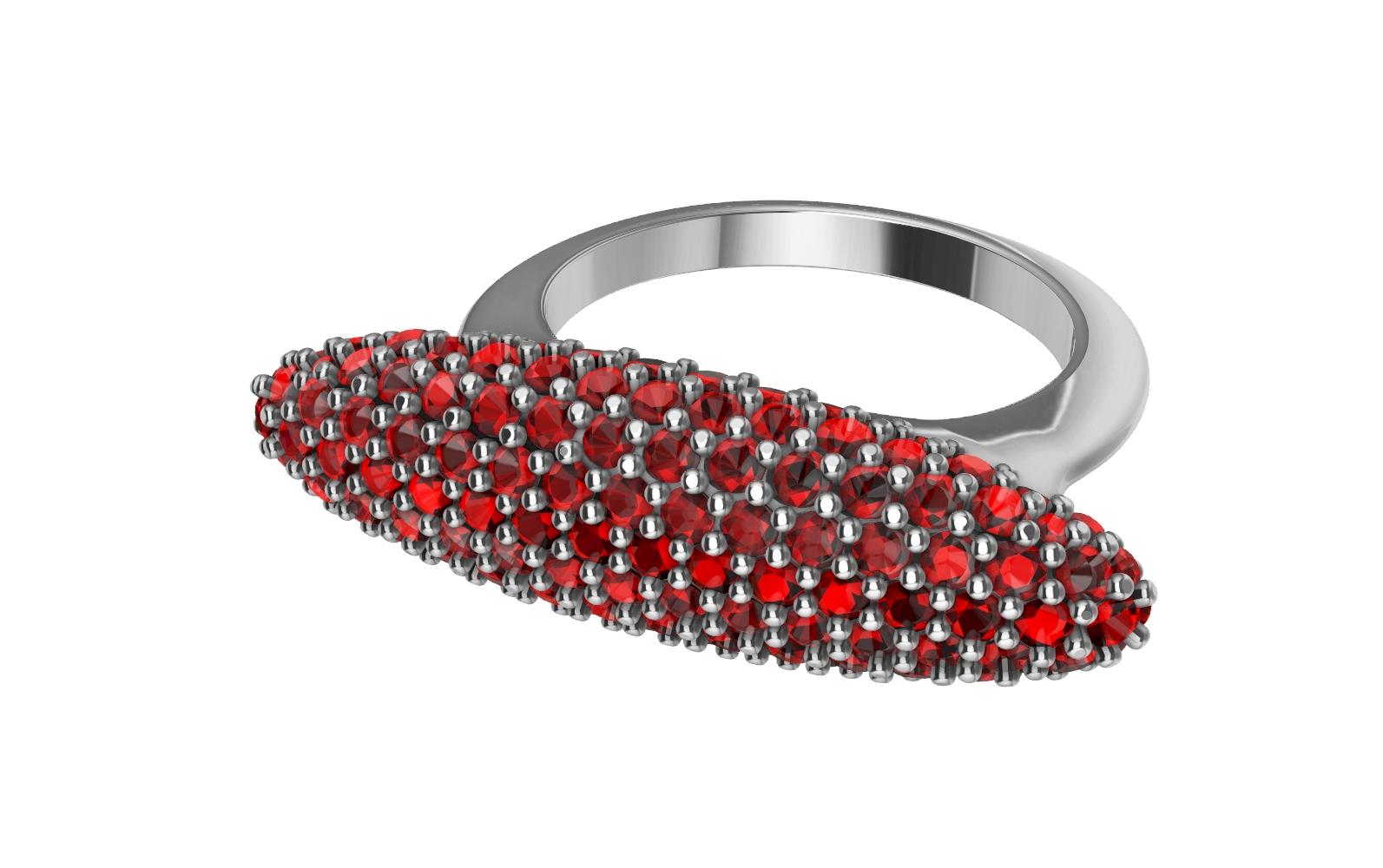 For Sale:  Platinum Ruby Long Dome Ring 4