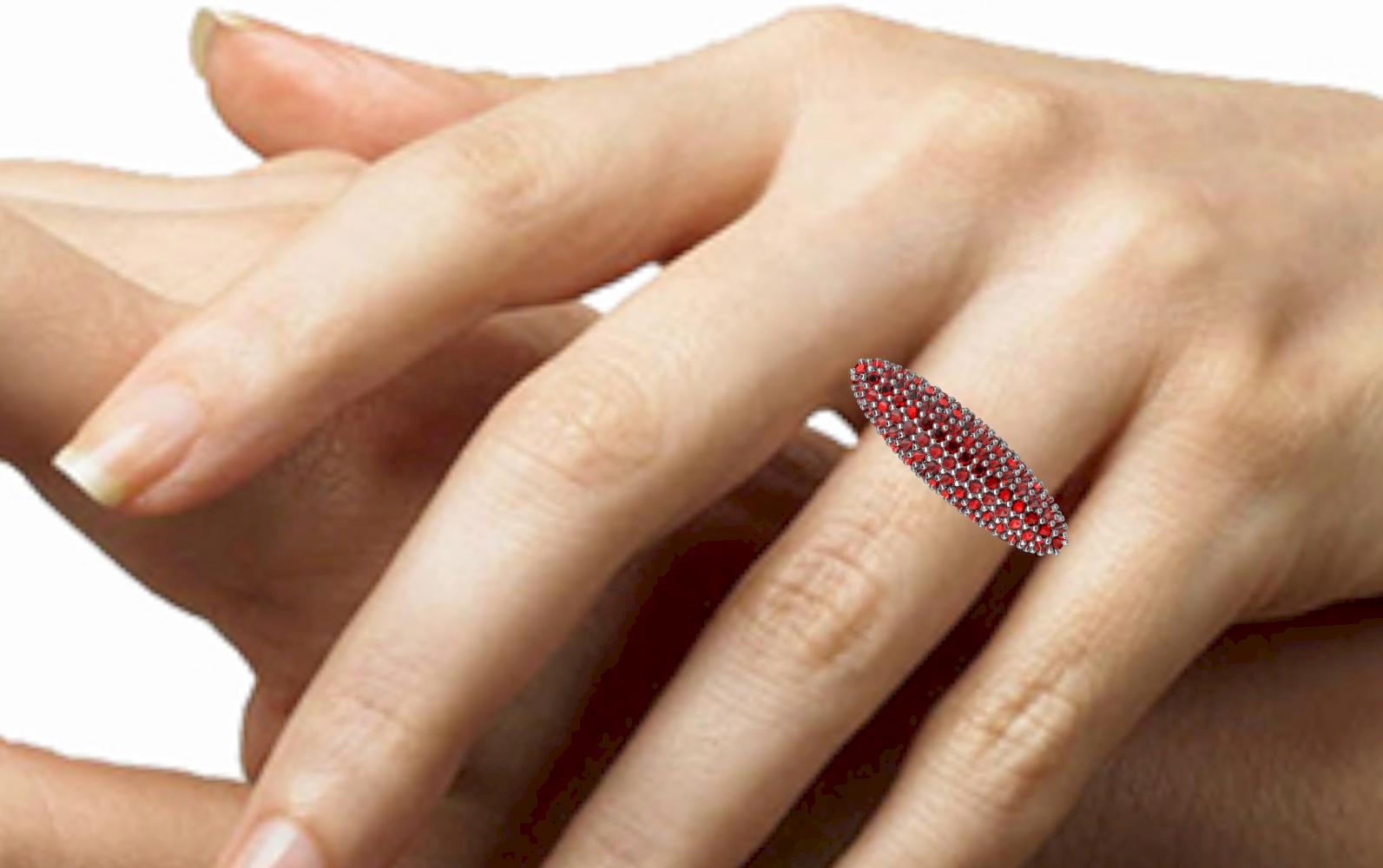 For Sale:  Platinum Ruby Long Dome Ring 5