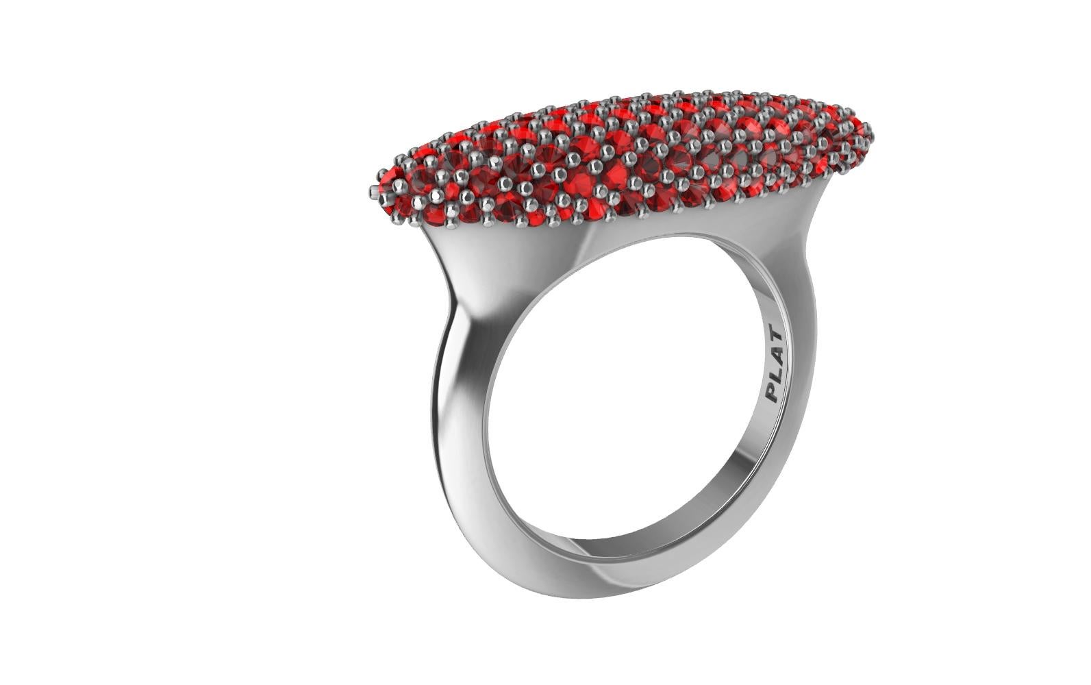 For Sale:  Platinum Ruby Long Dome Ring 6