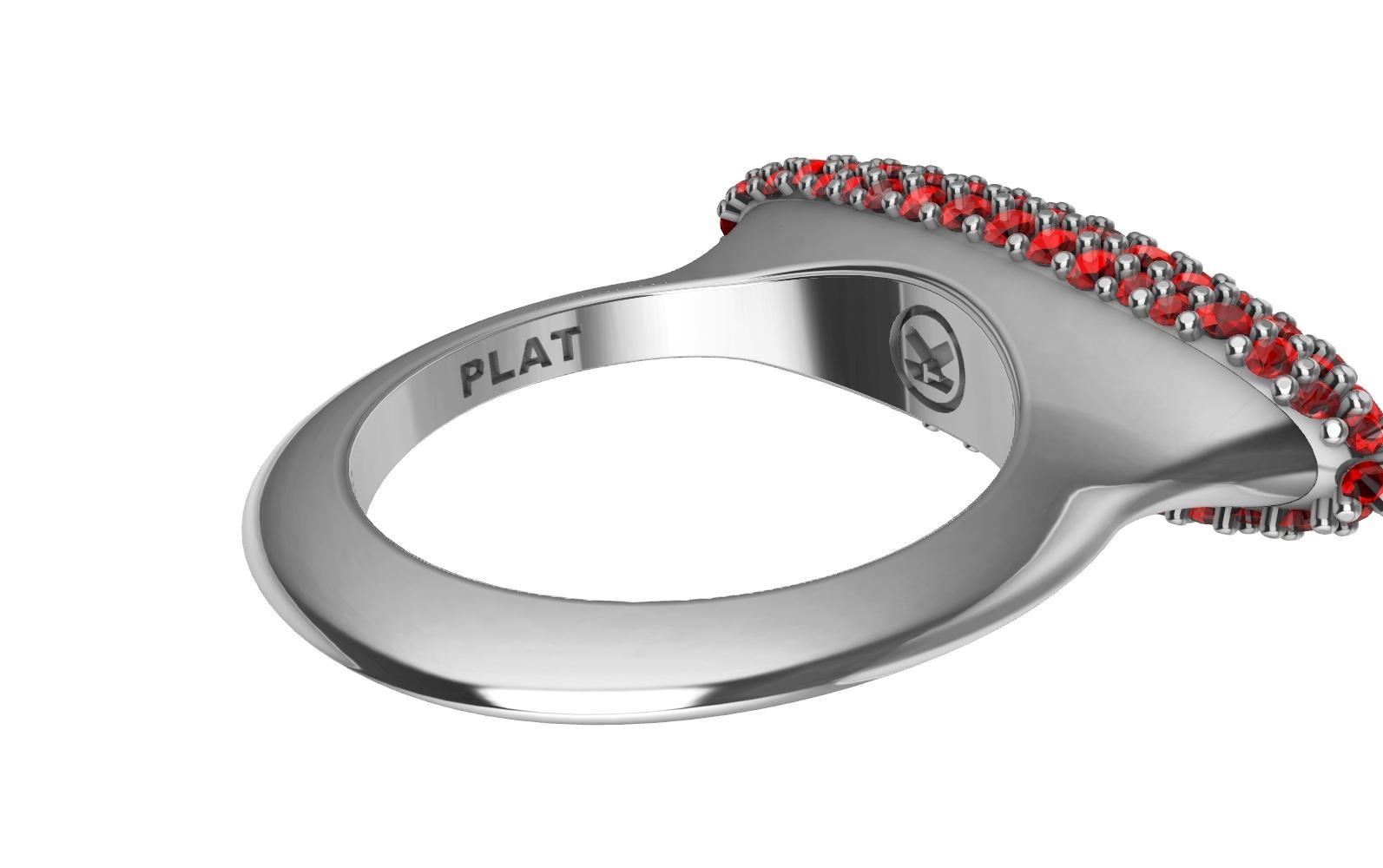For Sale:  Platinum Ruby Long Dome Ring 7