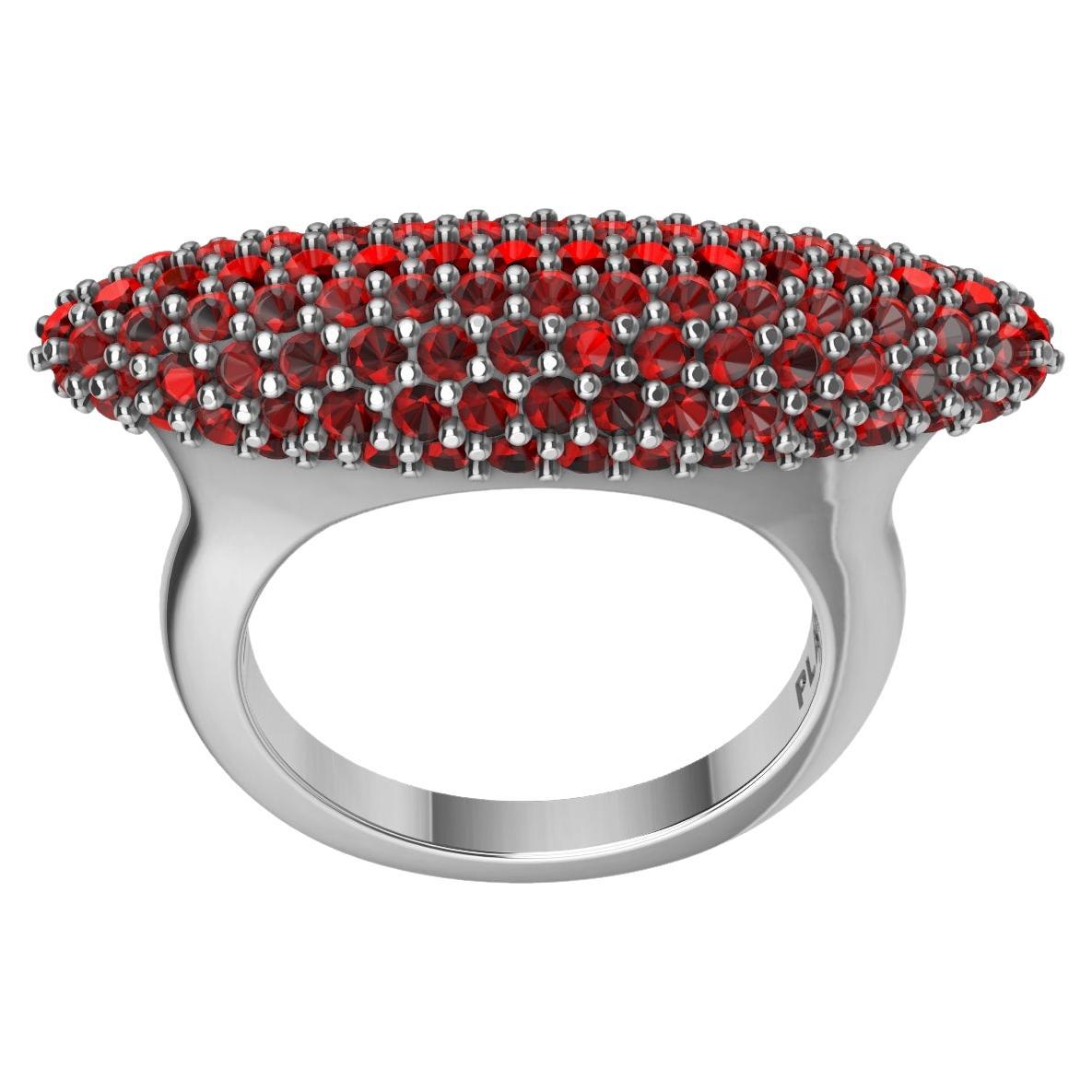 Platinum Ruby Long Dome Ring