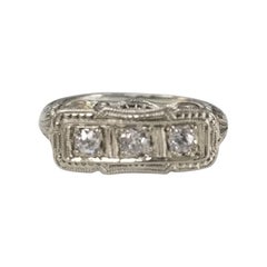 18 Karat "Art Deco" 3-Stone Diamond Filigree Ring