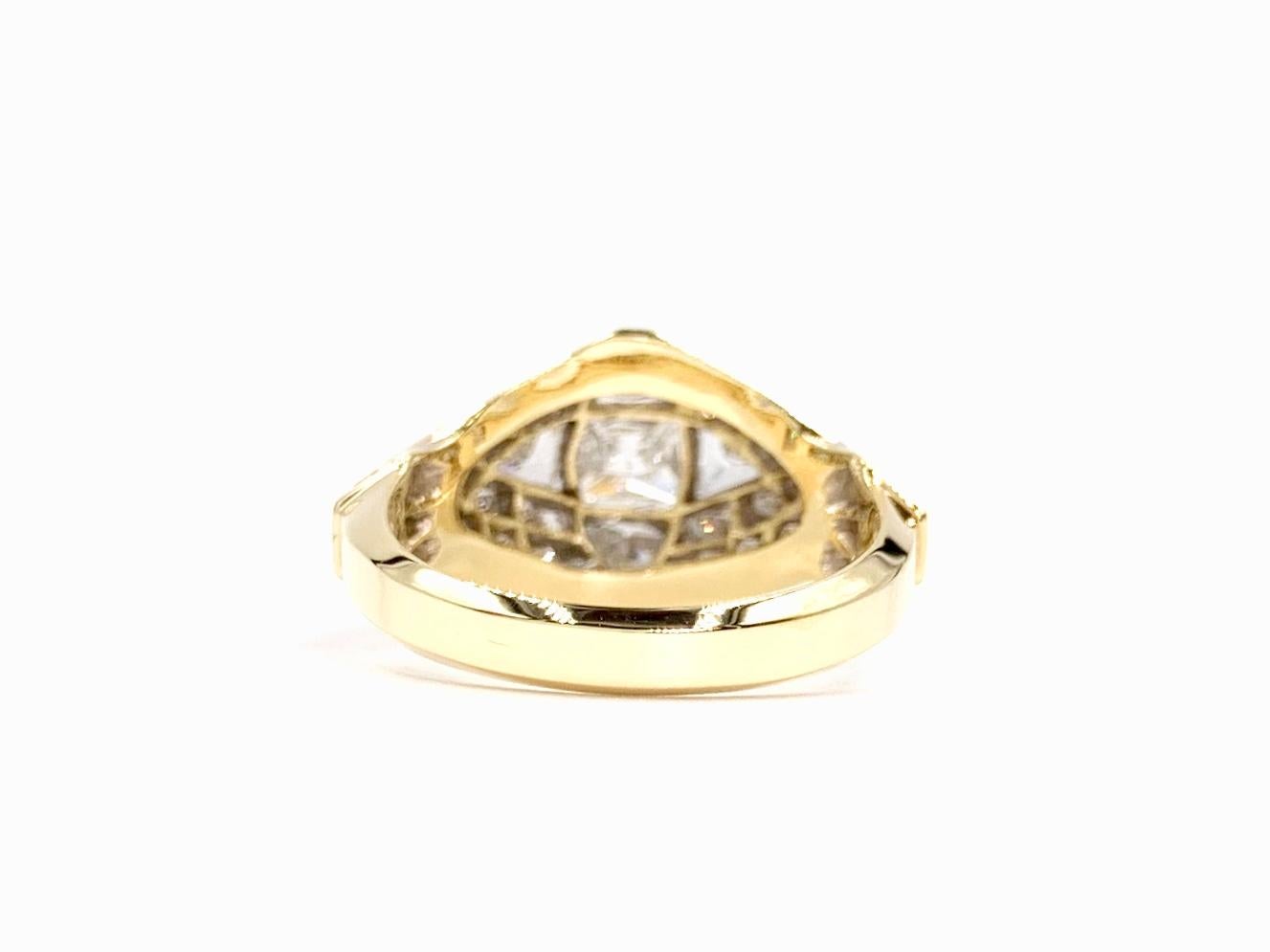 Women's 18 Karat Art Deco Inspired Diamond Ring 5.47 Carat Total Weight For Sale