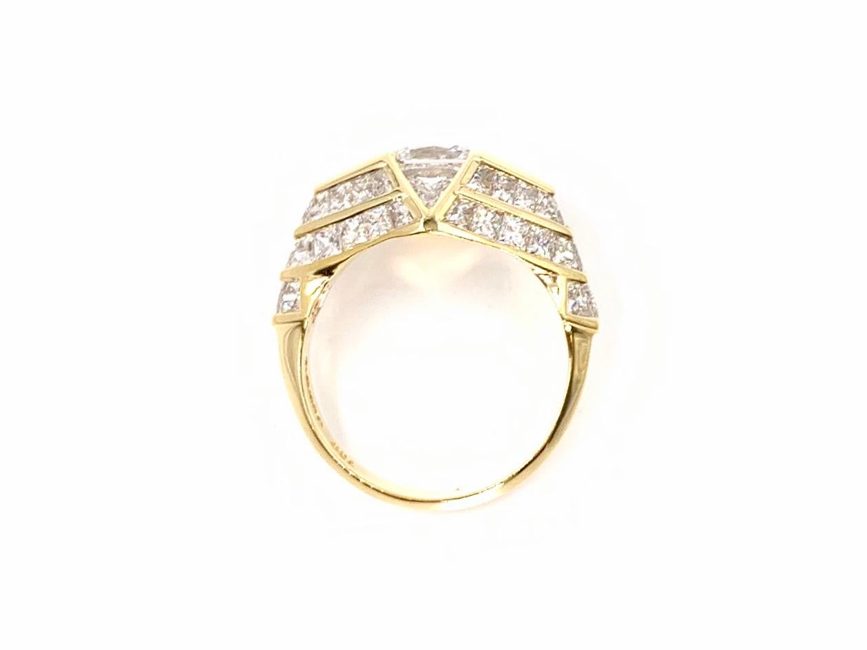 18 Karat Art Deco Inspired Diamond Ring 5.47 Carat Total Weight For Sale 3