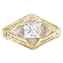 18 Karat Art Deco Inspired Diamond Ring 5.47 Carat Total Weight