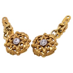 18 Karat Art Nouveau Diamond Studded Cufflinks, circa 1900