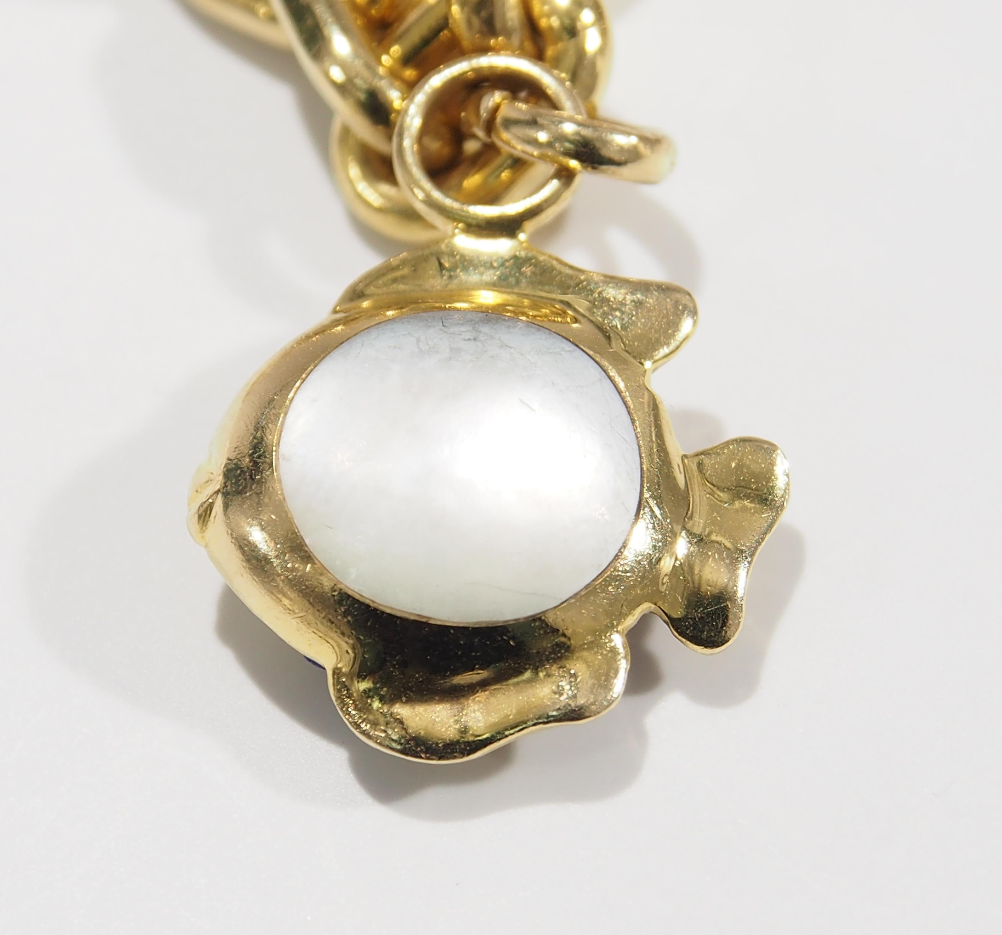 Modern 18 Karat Asch Grossbardt Diamond Charm Bracelet Yellow Gold Nautical