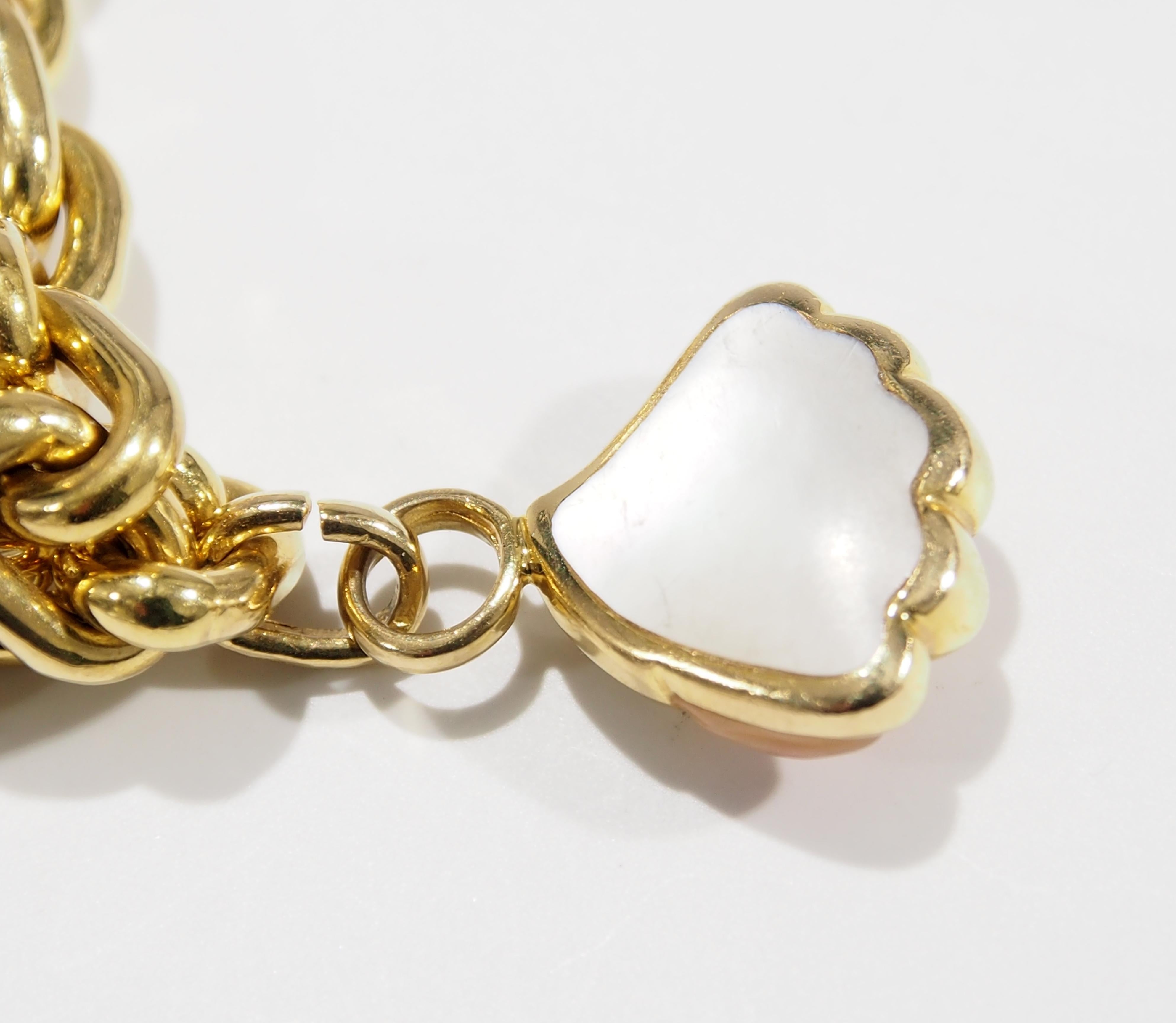 Women's or Men's 18 Karat Asch Grossbardt Diamond Charm Bracelet Yellow Gold Nautical