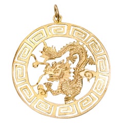 Vintage 18 Karat Asian Dragon Medallion Pendant