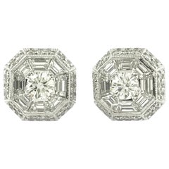 18 Karat Baguette Diamond Earrings
