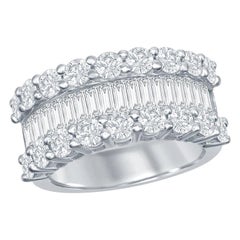 Anello con diamanti 18 carati Baguette e tondi a metà strada 3,50 ct.