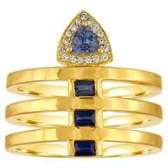 18 Karat Band Ring with Tanzanite, Sapphires and Diamonds
