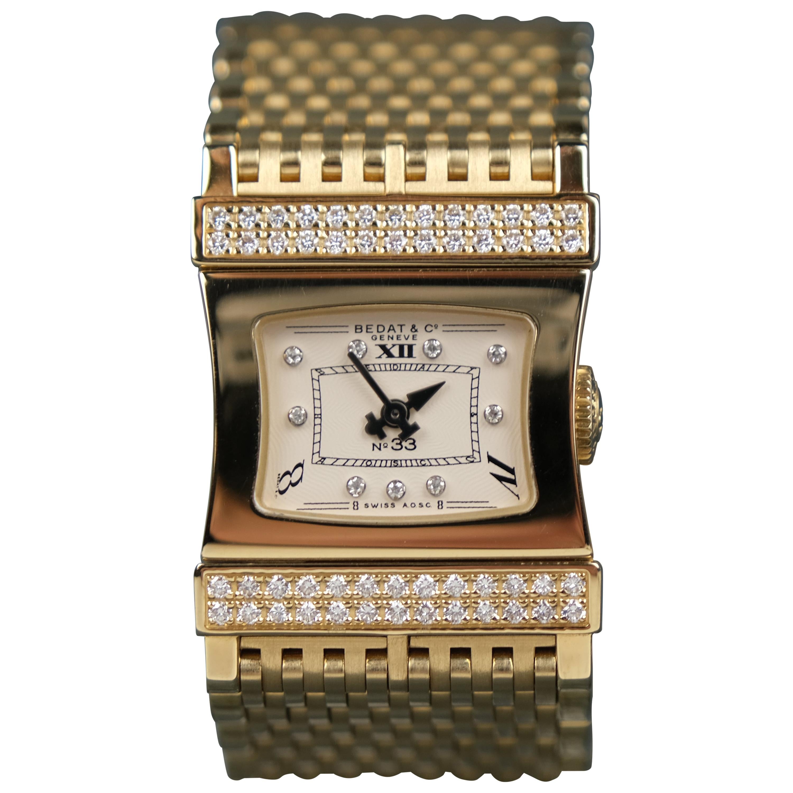 18 Karat Bedat & Co. "No. 33" Swiss Diamond Wristwatch For Sale