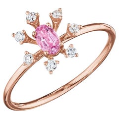 18 Karat Bestow Pink Gold Ring with Vs-Gh Diamonds and Pink Sapphire
