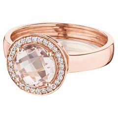 18 Karat Bestow Pink Gold Ring with Vs-Gh Diamonds and Rose Quartz