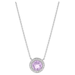 18 Karat Bestow White Gold Necklace with Vs Gh Diamonds and Violet Amethyst