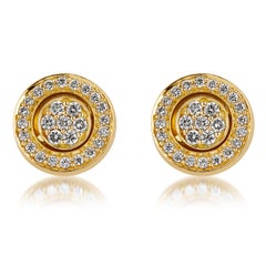 18 Karat Bestow Yellow Gold Earring with Vs Gh Diamonds