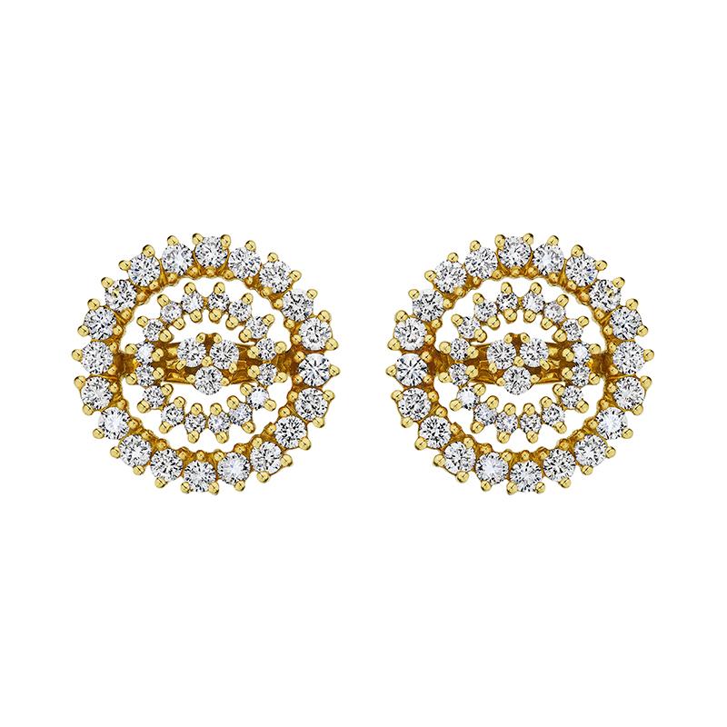 Contemporary 18 Karat Bestow Yellow Gold Earring with Vs-Gh Diamonds For Sale