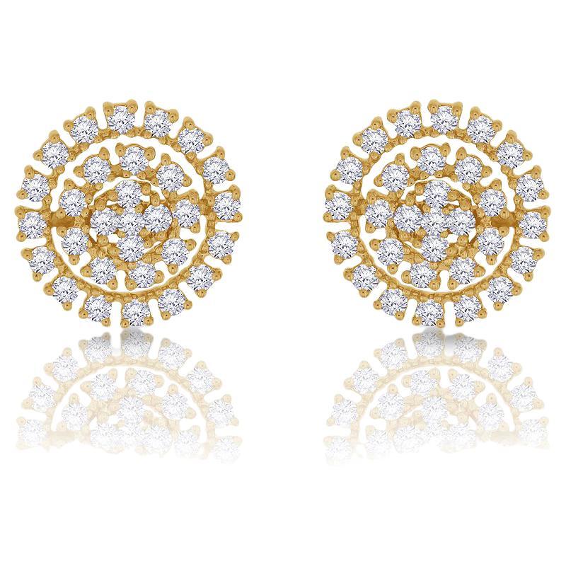 18 Karat Bestow Yellow Gold Earring with Vs Gh Diamonds For Sale