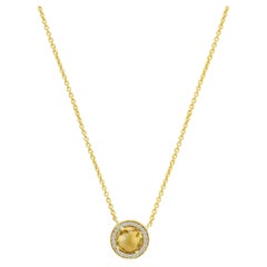 18 Karat Bestow Yellow Gold Necklace with Vs Gh Diamonds and Yellow Citrine