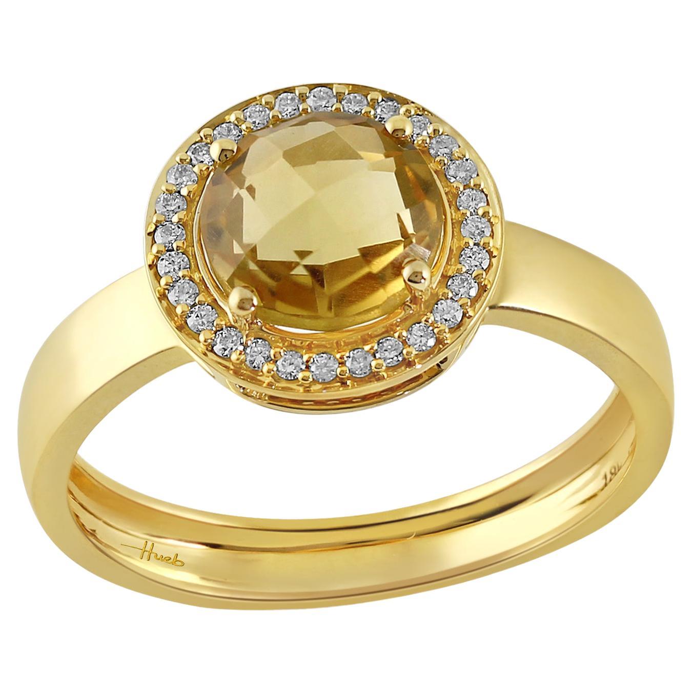18 Karat Bestow Yellow Gold Ring with Vs Gh Diamonds and Yellow Citrine For Sale