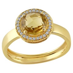 18 Karat Bestow Yellow Gold Ring with Vs Gh Diamonds and Yellow Citrine