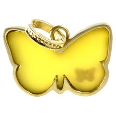 18 Karat Bezelled Butterfly Hand Carved in Yellow Agate