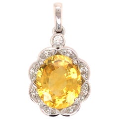 18 Karat Birks Collection 13.85 Carat Yellow Sapphire and Diamond Pendant Gold