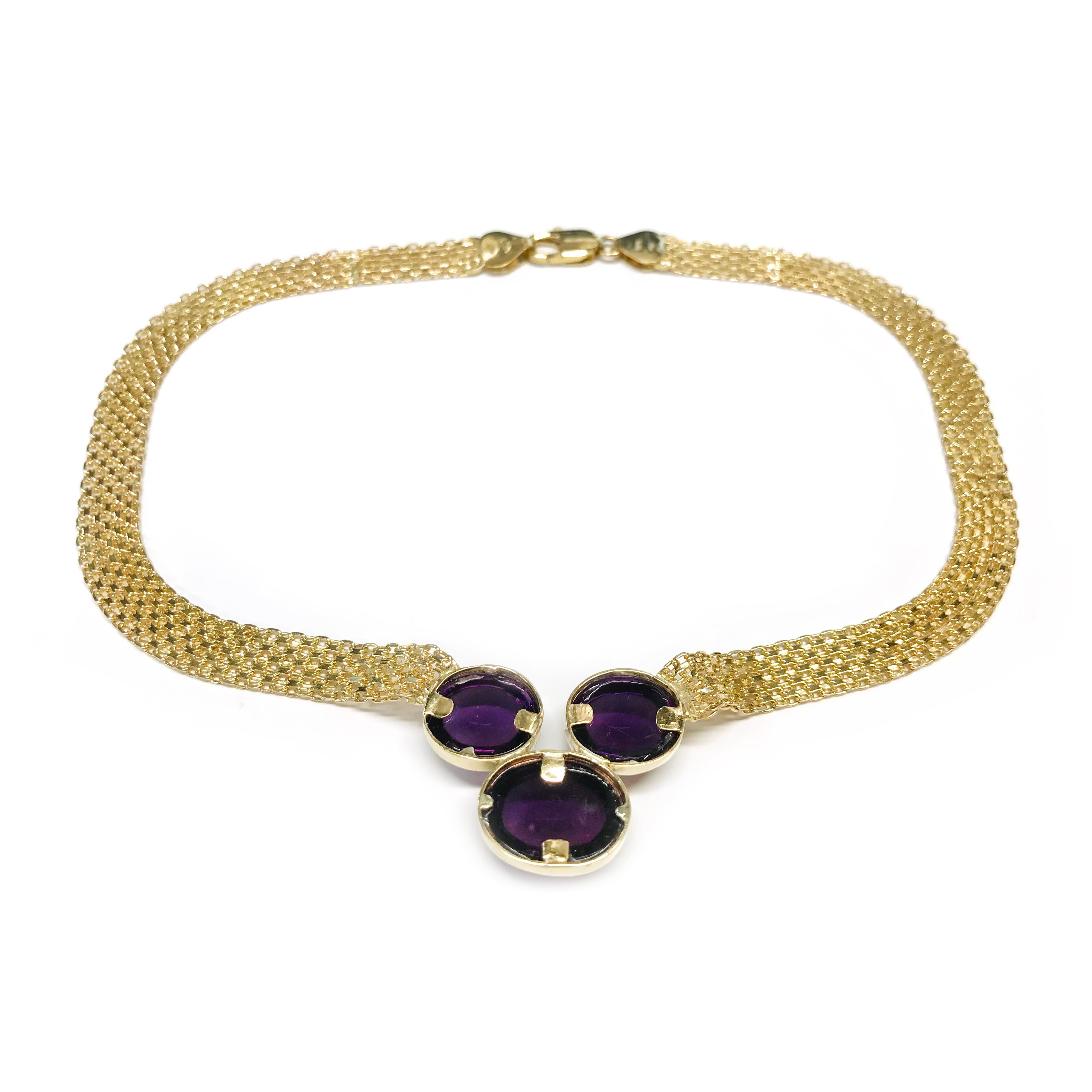 Round Cut Yellow Gold Bismark Amethyst Necklace For Sale