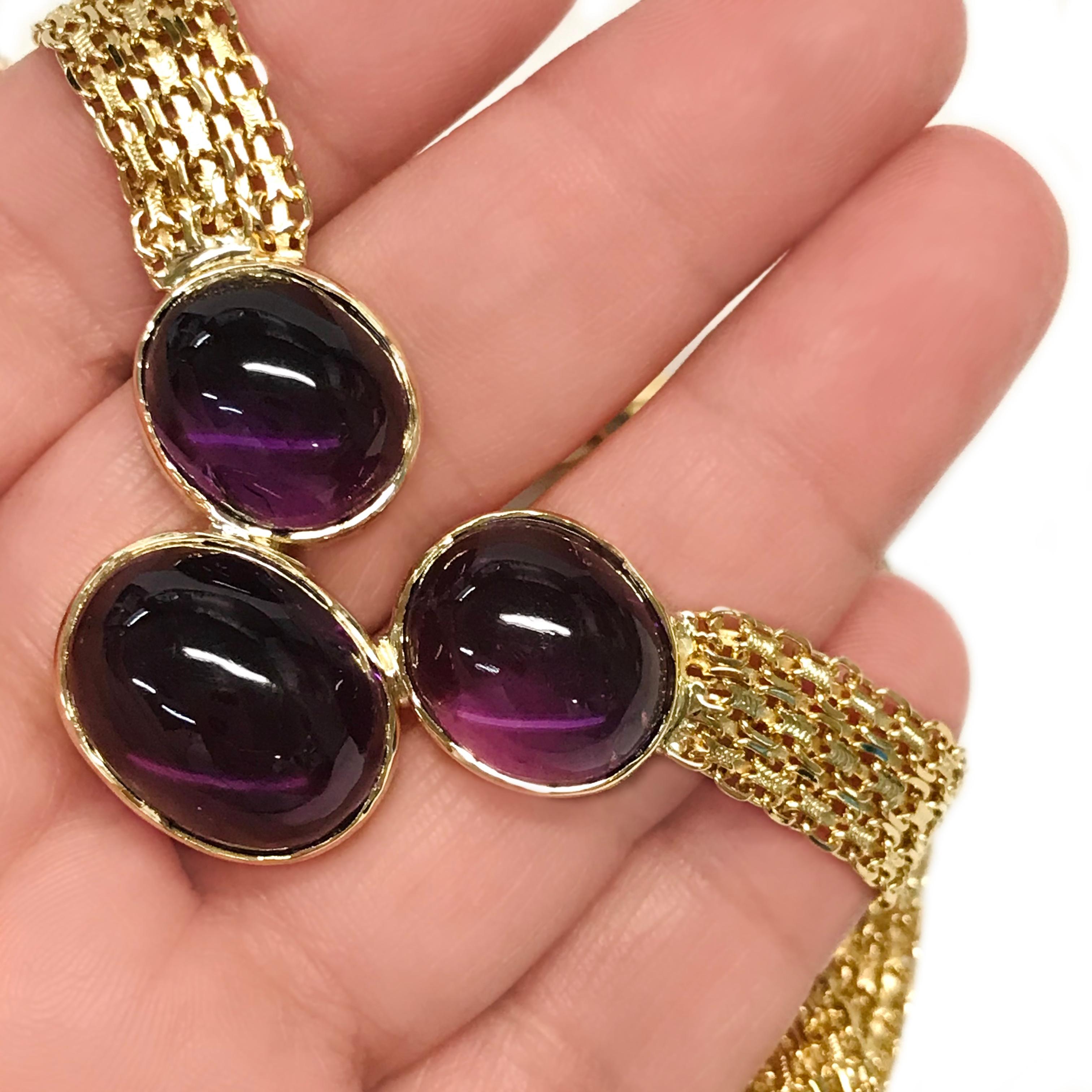 Yellow Gold Bismark Amethyst Necklace For Sale 1