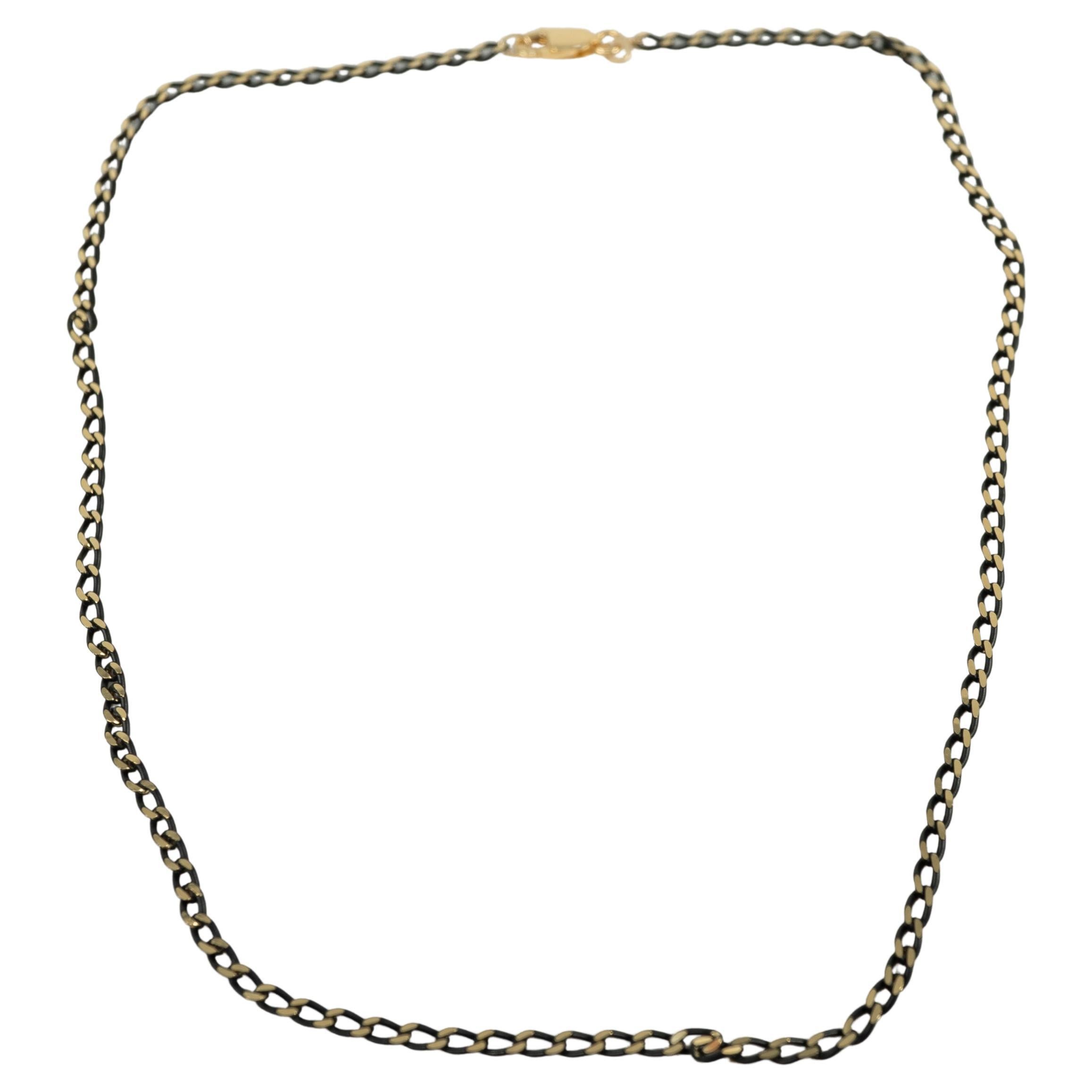 18 Karat Black and Yellow Gold Curb Necklace For Sale