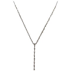 18 Karat Black Gold Baguette Diamond Lariat Necklace