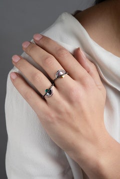18 Karat Black Gold Ring with Black and White Diamonds