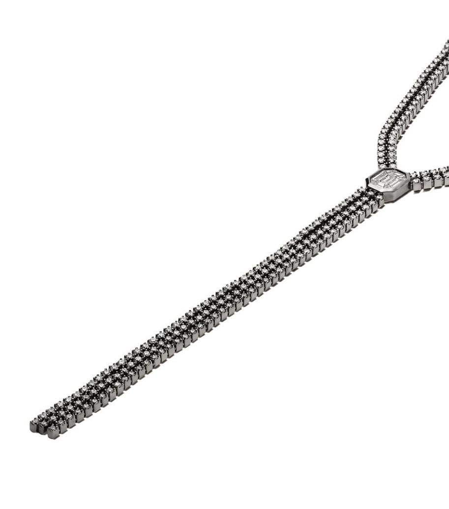 18 Karat Black Gold White Diamond Venus Illusion Long Necklace In New Condition In Hong Kong, HK