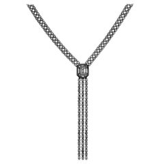 18 Karat Black Gold White Diamond Venus Illusion Long Necklace