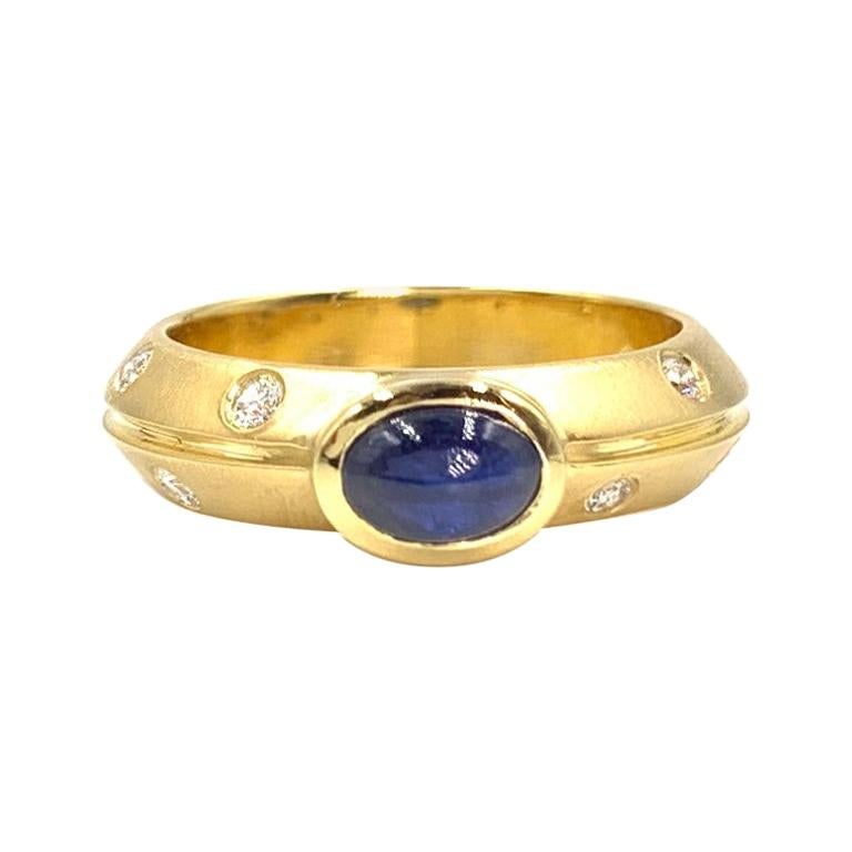 18 Karat Blue Sapphire and Diamond Ring