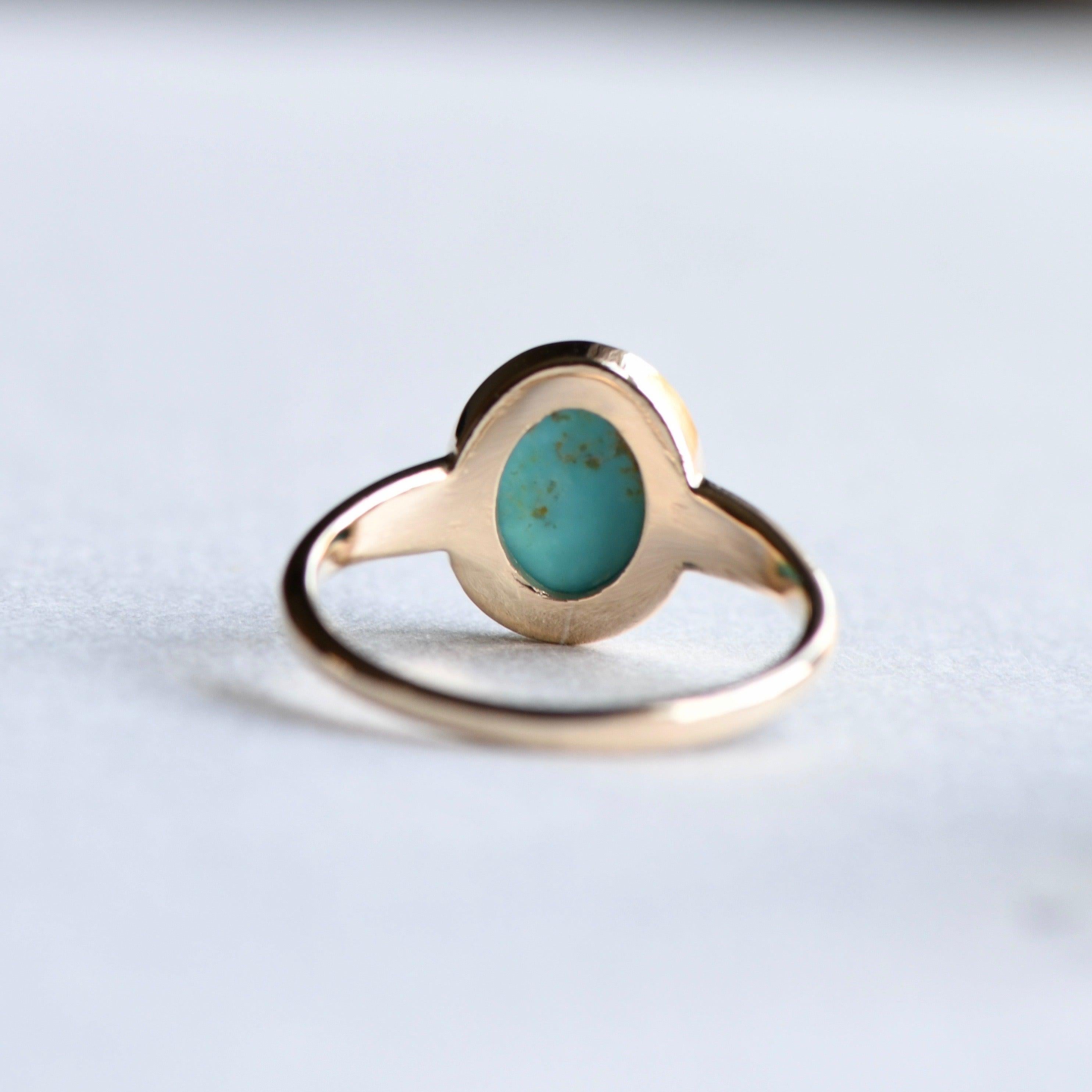 For Sale:  18 Karat Blue Turquoise Oval Cocktail Ring 4