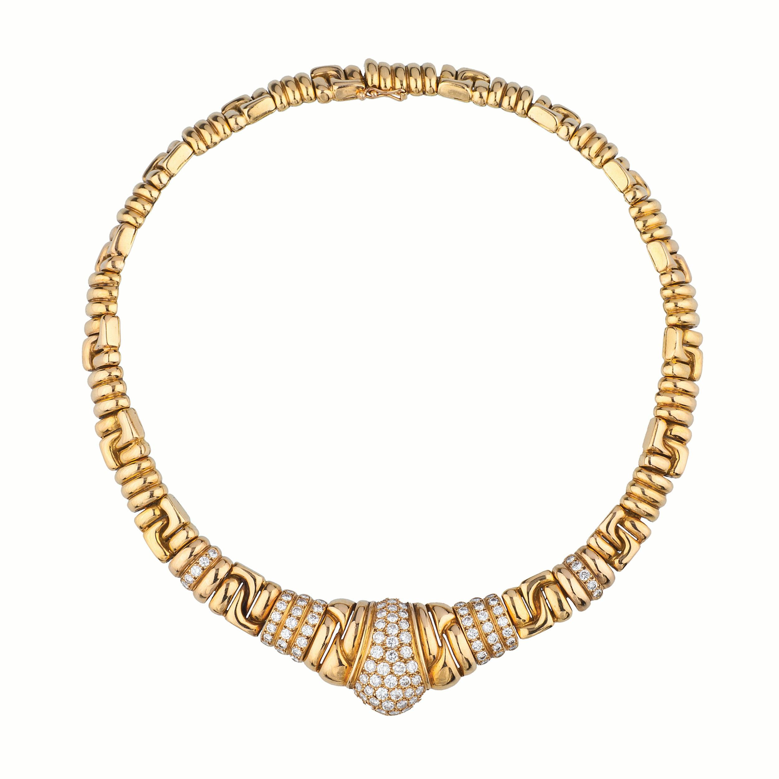 18k Boucheron Necklace & Ring Suite with 116 round diamonds weighing approximately 3.00 carats