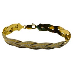 18 karat Bracelet Two Tone Yellow and white gold Braided Reversible French