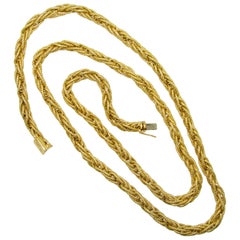 18 Karat Braided Link Long Chain