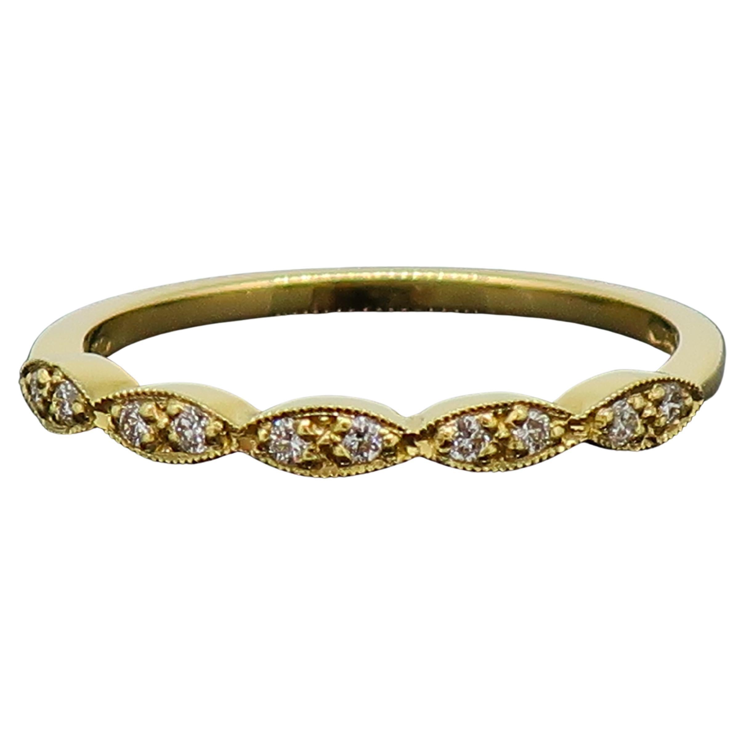 18 Karat Gold Cigar Band Ring with Brilliant Old Cut Diamond at 1stDibs