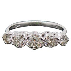 18 Karat Brilliant Cut Diamond Five Stone Eternity Band Ring White Gold