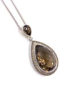 18 Karat Brown Topaz Pendant with White and Chocolate Diamonds