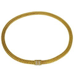 Brushed Yellow Gold Woven Collar Necklace